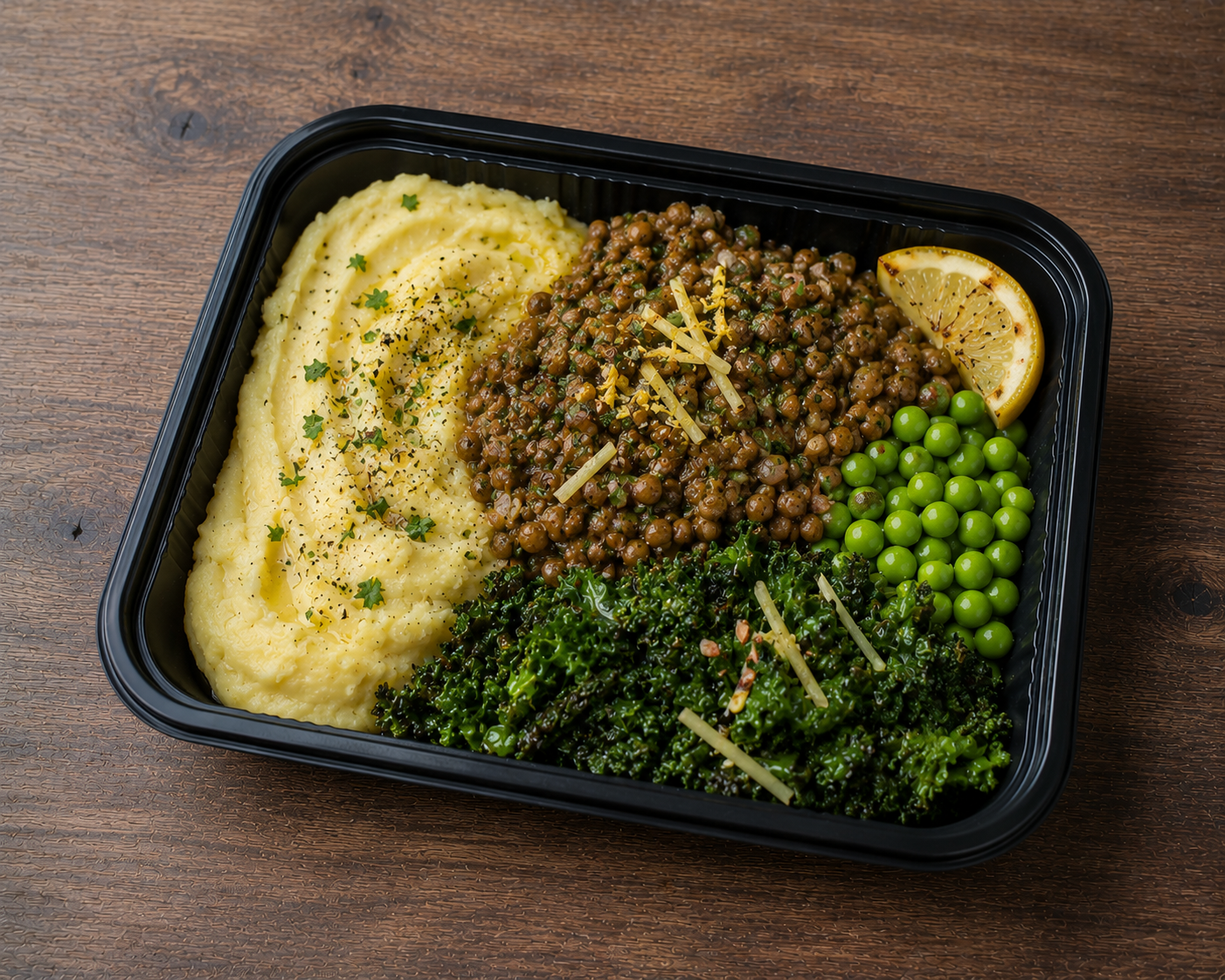 Slow Cooked Lentils served with Creamy Mash Potato